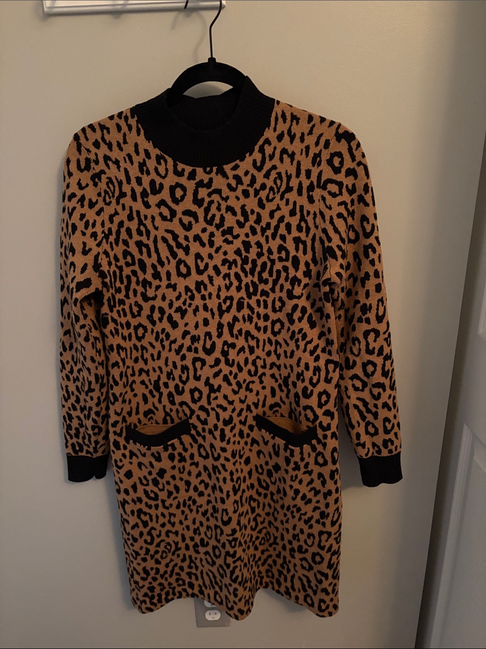 J. Crew Leopard Print Longline Sweater Dress - Camel and Black